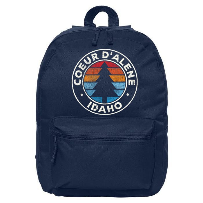 Coeur DAlene Idaho ID Vintage Graphic Retro 70s 16 in Basic Backpack