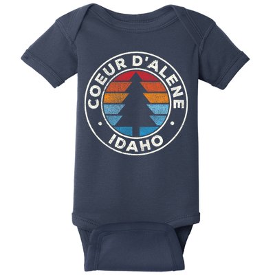 Coeur DAlene Idaho ID Vintage Graphic Retro 70s Baby Bodysuit