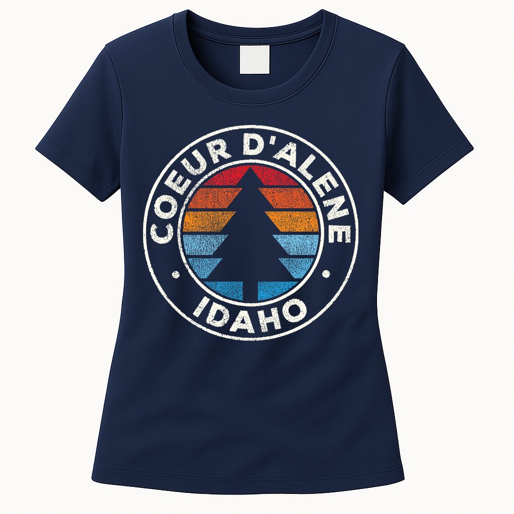 Coeur DAlene Idaho ID Vintage Graphic Retro 70s Womens T-Shirt