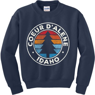 Coeur DAlene Idaho ID Vintage Graphic Retro 70s Kids Sweatshirt