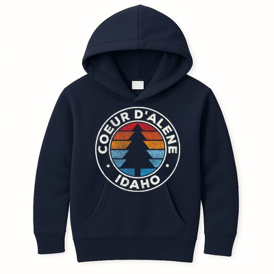 Coeur DAlene Idaho ID Vintage Graphic Retro 70s Kids Hoodie