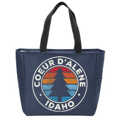 Coeur DAlene Idaho ID Vintage Graphic Retro 70s Zip Tote Bag