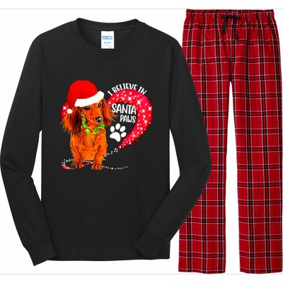 Christmas Dog I Believe In Santa Paws Gift Long Sleeve Pajama Set