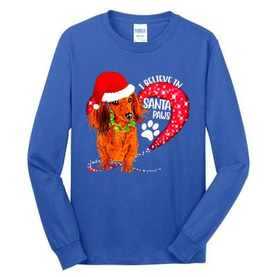 Christmas Dog I Believe In Santa Paws Gift Tall Long Sleeve T-Shirt