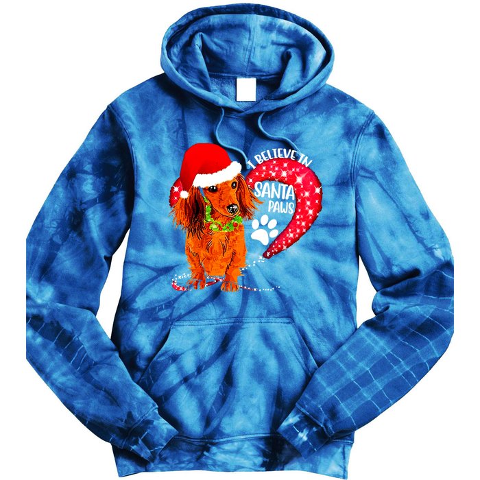 Christmas Dog I Believe In Santa Paws Gift Tie Dye Hoodie