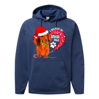 Christmas Dog I Believe In Santa Paws Gift Performance Fleece Hoodie