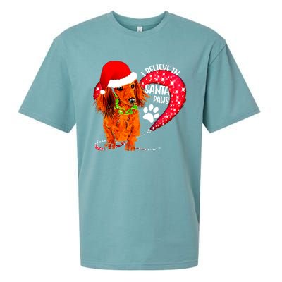 Christmas Dog I Believe In Santa Paws Gift Sueded Cloud Jersey T-Shirt