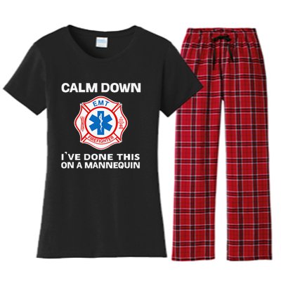 Calm Down IVe Done This On A Mannequin Funny Emt Gift Gag Women's Flannel Pajama Set