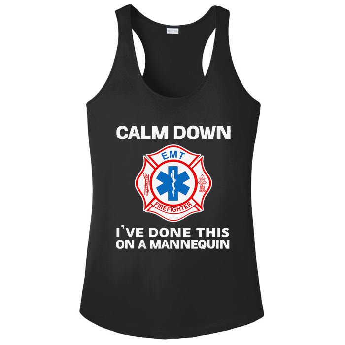 Calm Down IVe Done This On A Mannequin Funny Emt Gift Gag Ladies PosiCharge Competitor Racerback Tank