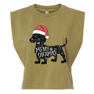 Christmas Dachshund In Santa Hat Cute Merry Chickmas Meaningful Gift Garment-Dyed Women's Muscle Tee