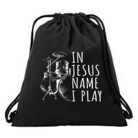 Christian Drumming In Jesus Name Play Drums Worship Drummer Drawstring Bag