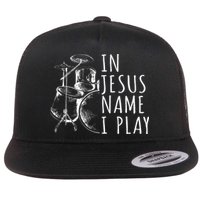 Christian Drumming In Jesus Name Play Drums Worship Drummer Flat Bill Trucker Hat
