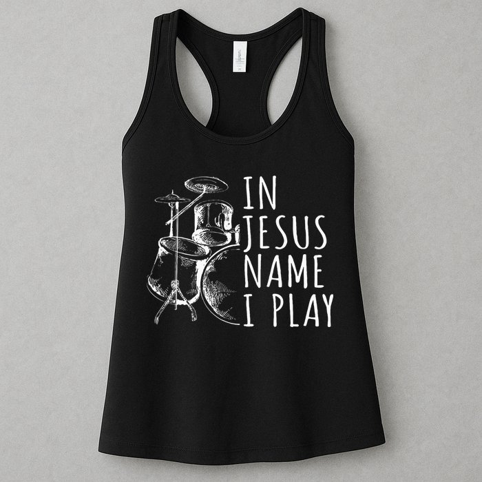Christian Drumming In Jesus Name Play Drums Worship Drummer Womens Tank Top