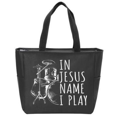 Christian Drumming In Jesus Name Play Drums Worship Drummer Zip Tote Bag