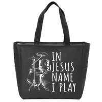 Christian Drumming In Jesus Name Play Drums Worship Drummer Zip Tote Bag
