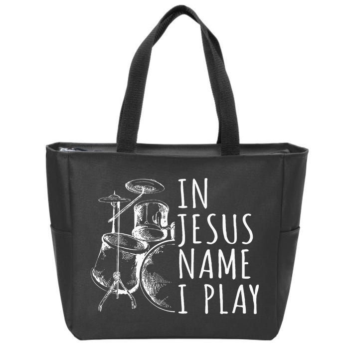 Christian Drumming In Jesus Name Play Drums Worship Drummer Zip Tote Bag