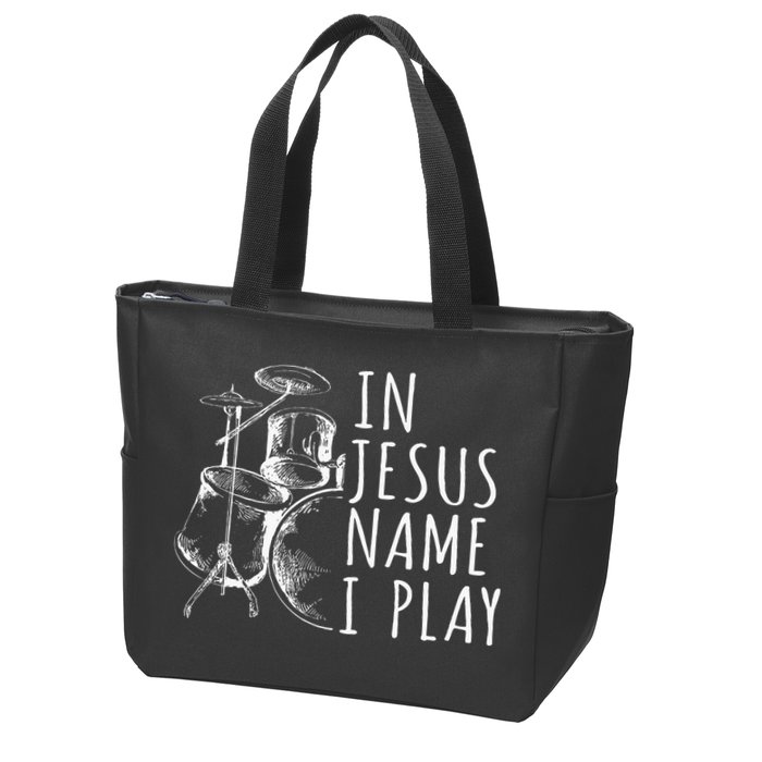 Christian Drumming In Jesus Name Play Drums Worship Drummer Zip Tote Bag