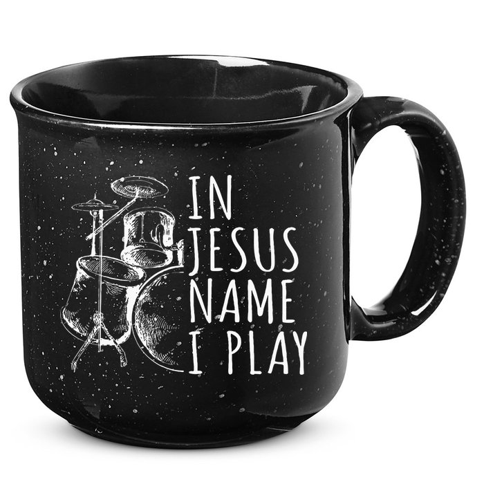 Christian Drumming In Jesus Name Play Drums Worship Drummer 15oz Campfire Ceramic Mug