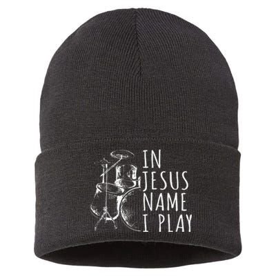 Christian Drumming In Jesus Name Play Drums Worship Drummer Sustainable Knit Beanie