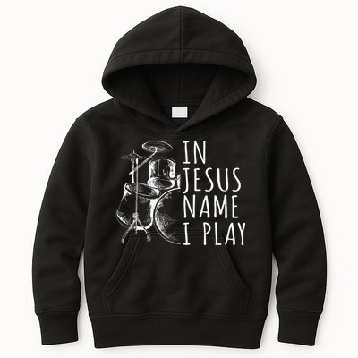 Christian Drumming In Jesus Name Play Drums Worship Drummer Kids Hoodie