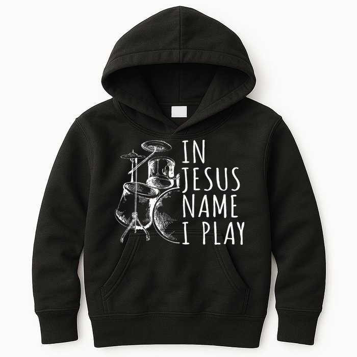 Christian Drumming In Jesus Name Play Drums Worship Drummer Kids Hoodie
