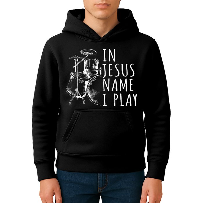 Christian Drumming In Jesus Name Play Drums Worship Drummer Kids Hoodie