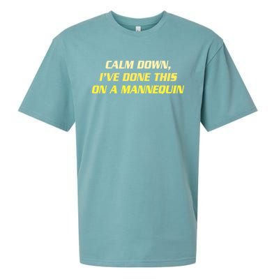 Calm Down I've Done This On A Mannequin Funny Sueded Cloud Jersey T-Shirt