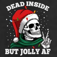 Christmas Dead Inside But Jolly Af Skull Santa Skeleton Gift 7 Panel Mesh Trucker Snapback Hat