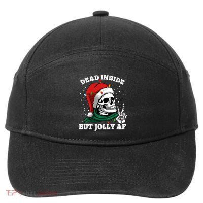 Christmas Dead Inside But Jolly Af Skull Santa Skeleton Gift 7-Panel Snapback Hat