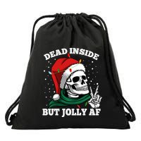 Christmas Dead Inside But Jolly Af Skull Santa Skeleton Gift Drawstring Bag