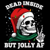 Christmas Dead Inside But Jolly Af Skull Santa Skeleton Gift Drawstring Bag