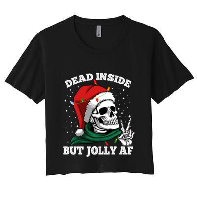 Christmas Dead Inside But Jolly Af Skull Santa Skeleton Gift Crop Top