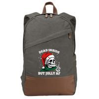 Christmas Dead Inside But Jolly Af Skull Santa Skeleton Gift Cotton Canvas Backpack