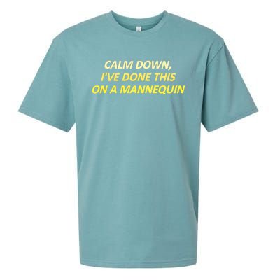 Calm Down I've Done This On A Mannequin Funny Sueded Cloud Jersey T-Shirt