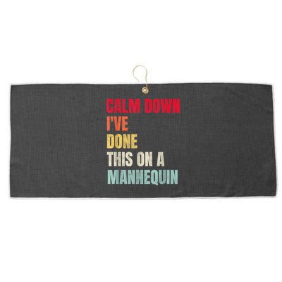 Calm Down I've Done This On A Mannequin Funny Vintage Large Microfiber Waffle Golf Towel