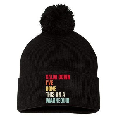 Calm Down I've Done This On A Mannequin Funny Vintage Pom Pom 12in Knit Beanie