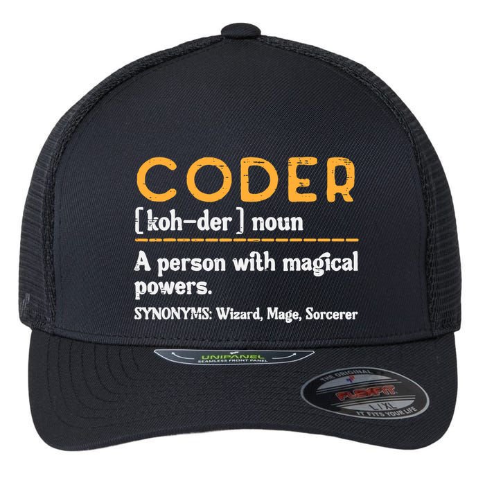 Coder Definiton It Programmer Software Developer Flexfit Unipanel Trucker Cap