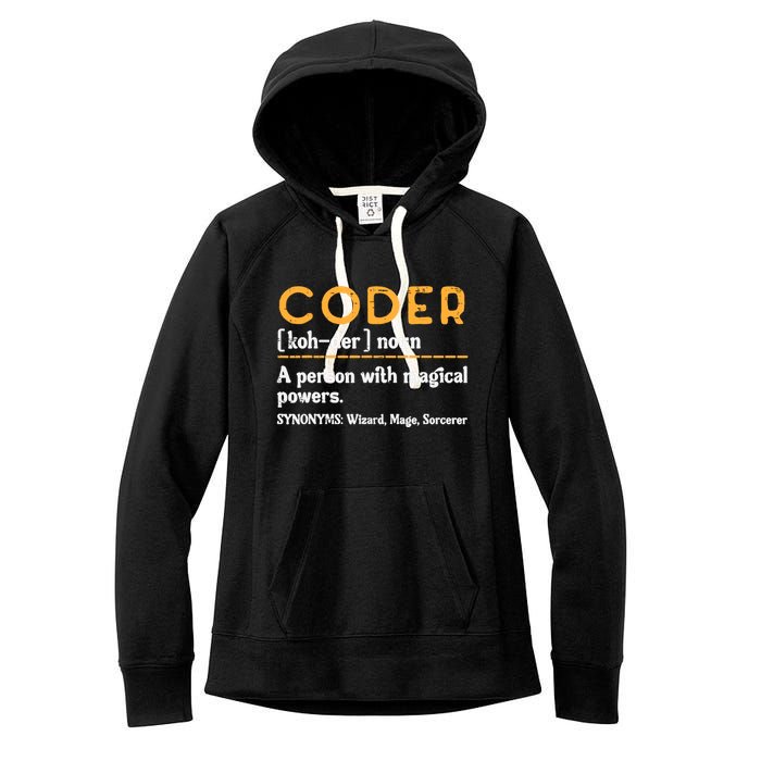 Coder Definiton It Programmer Software Developer Women's Fleece Hoodie