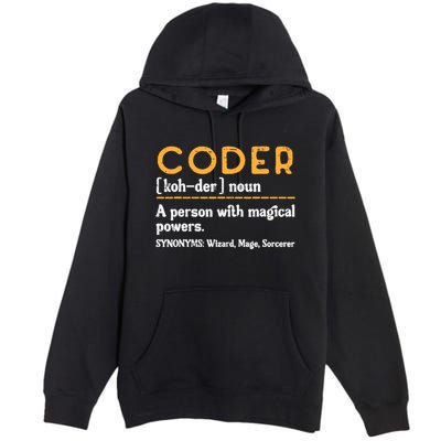 Coder Definiton It Programmer Software Developer Premium Pullover Hoodie
