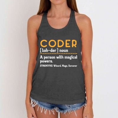 Coder Definiton It Programmer Software Developer Women's Knotted Racerback Tank