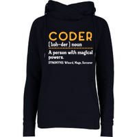 Coder Definiton It Programmer Software Developer Womens Funnel Neck Pullover Hood