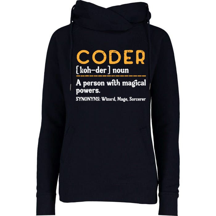 Coder Definiton It Programmer Software Developer Womens Funnel Neck Pullover Hood