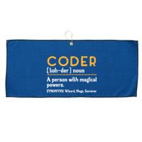 Coder Definiton It Programmer Software Developer Large Microfiber Waffle Golf Towel