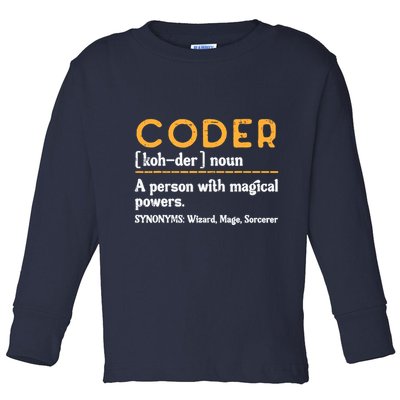 Coder Definiton It Programmer Software Developer Toddler Long Sleeve Shirt
