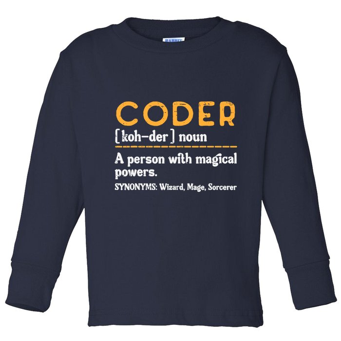 Coder Definiton It Programmer Software Developer Toddler Long Sleeve Shirt