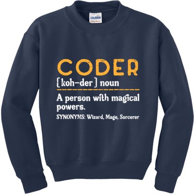 Coder Definiton It Programmer Software Developer Kids Sweatshirt