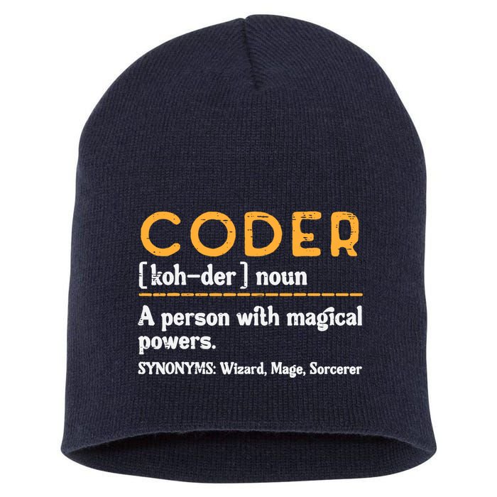 Coder Definiton It Programmer Software Developer Short Acrylic Beanie