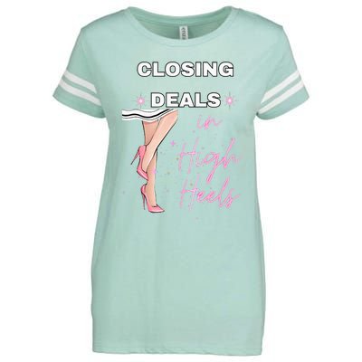 Closing Deals In Heels 2 Enza Ladies Jersey Football T-Shirt