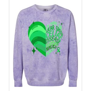 Celiac Disease In May We Wear Green Warrior Supporter Heart Gift Colorblast Crewneck Sweatshirt