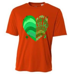 Celiac Disease In May We Wear Green Warrior Supporter Heart Gift Cooling Performance Crew T-Shirt